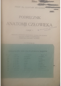 Podręcznik anatomji człowieka część I, 1924 r.