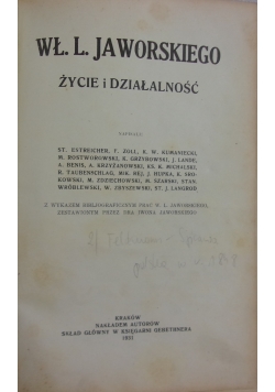 Wł. L. Jaworskiego życie i działalność, 1931 r.