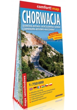Chorwacja Słowenia, Bośnia i Hercegowina, Serbia, Czarnogóra, Kosowo, Macedonia laminowana mapa samochodowa