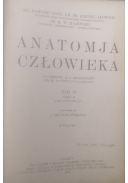 Anatomja człowieka Tom IV część II, 1925 r.