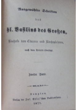 Ausgewahlte Schriften des bł. Basilius Grossen, tom 2, 1877 r.