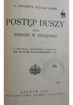 Postęp duszy czyli wzrost w świętości, 1935 r.