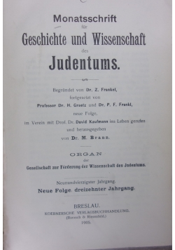 Monatsschrift fur Geschiste und Wissenschaft des Judentums, 1905 r.