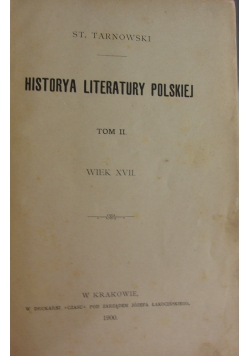 Historya literatury polskiej tom II, 1900 r.