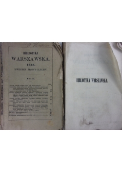 Biblioteka Warszawska zestaw 2 książek, 1851r.