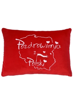 Poduszka Pozdrowienia z Polski czerwona 30cm