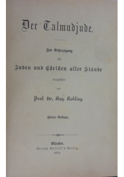 Der Talmudjude, 1876r.