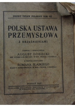 Polska ustawa przemysłowa, 1927r.