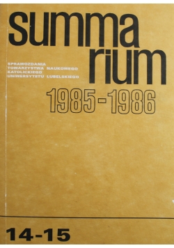 Summarium 1985 - 1986