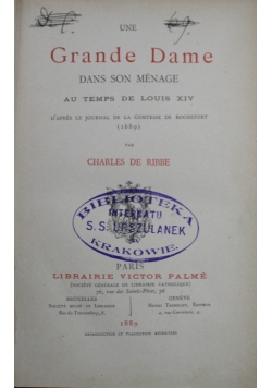 Une Grande Dame Dans Son Menage 1889 r.