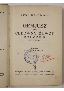 Genjusz czyli cudowny żywot Balzaka, 1929r.