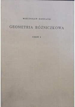 Geometria różniczkowa,  część I