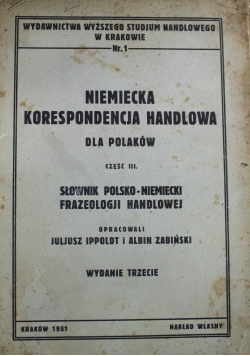 Niemiecka korespondencja handlowa dla polaków Część III 1931 r.