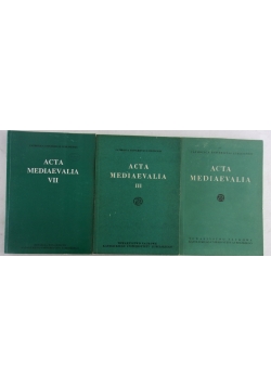 Acta Mediaevalia,Tom-I, III,VII