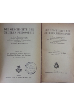 Die Geschichte Der Neueren Philosophie, tom 1-2, 1922r.