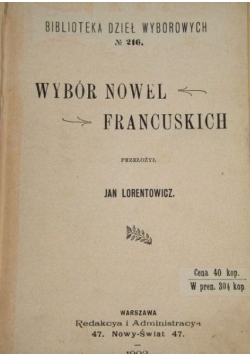 Wybór nowel francuskich, 1902 r.