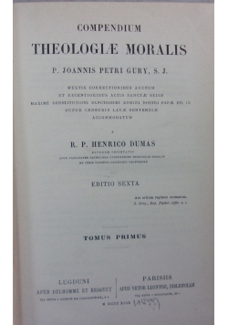 Compendium Theologiae Moralis, Tomus Primus, 1899 r.