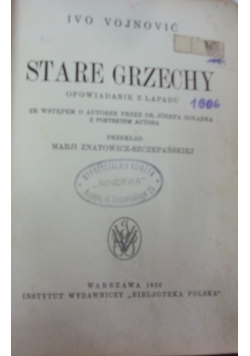 Stare grzechy, 1936 r.