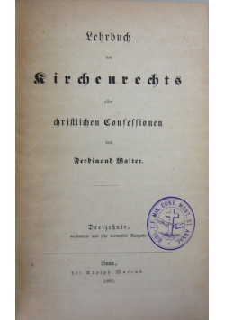 Lehrbuch des Kirchenrechts aller christlichen Konfessionen, 1861 r.