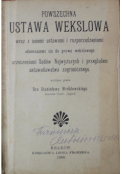 Powszechna ustawa wekslowa 1900 r.