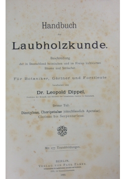 Handbuch der Laubholzkunde 1893r.