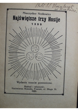 Najświętsze trzy Hostje 1926 r.