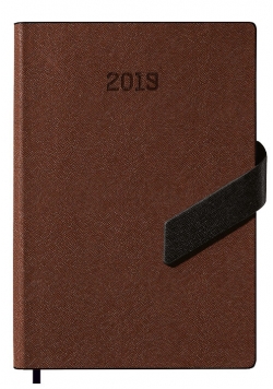 Kalendarz książkowy A5 brązowy z klipsem magnetycznym 2019