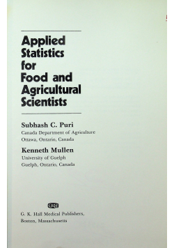Applied Statistics for Food and Agricultural Scientists
