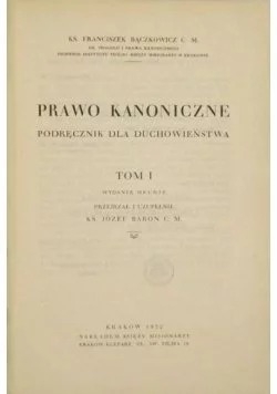 Prawo kanoniczne, tom I , 1932r