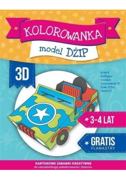 Kolorowanka 3D Model Dżip + flamastry gratis MAC