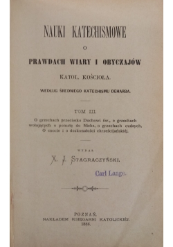 Nauki Katechismowe o Prawdach Wiary i Obyczajów, 1886 r.