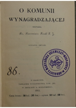 O komunii wynagradzającej, 1911r.