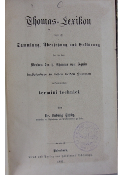 Thomas Lexikon das ist Sammlung, Ubersekung und Frslarung, 1881 r.