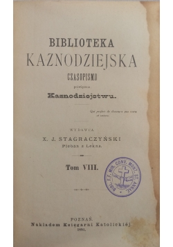 Biblioteka Kaznodziejska tom VIII 1891 r.