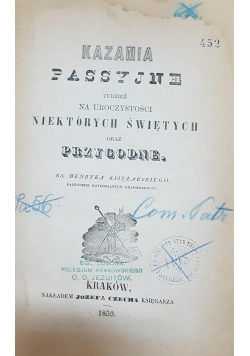 Kazania Passyjne, 1859r.