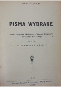 Pisma Wybrane ,1929r.