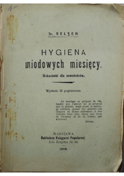 Hygiena miodowych miesięcy 1909 r.