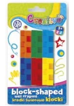 Kredki świecowe - klocki 6 kolorów ASTRA