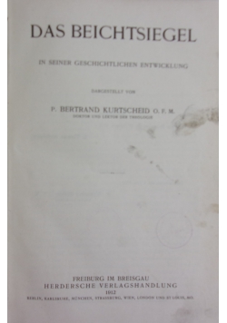 Das Beichtsiegel, 1912 r.