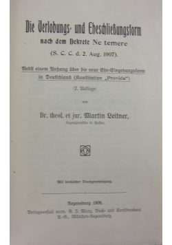 Die verlobungs und eheschliessungsform, 1908 r.