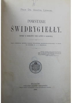 Powitanie Świdrygiełły 1892 r.