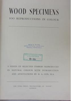 Wood Specimens 100 reproductions in colour