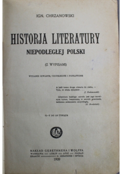 Historia literatury niepodległej Polski,  1920r.