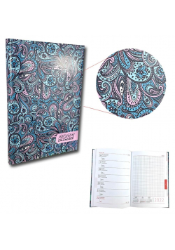 Kalendarz 2022 A5 tygodniowy UV Paisley Turkus