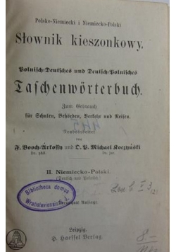 Polsko-niemiecki i niemiecko-polski słownik kieszonkowy1890r.