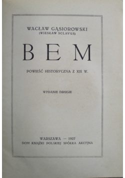 Bem Powieść historyczna z XIX w 1927 r.