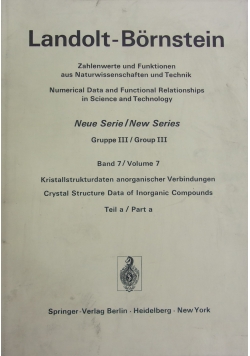 Landolt - Bornstein Band 7 Teil a