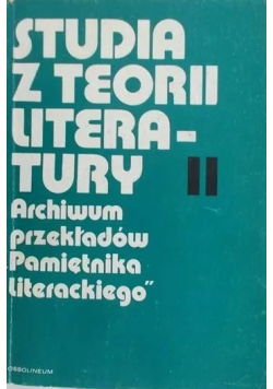 Studia z teorii literatury II