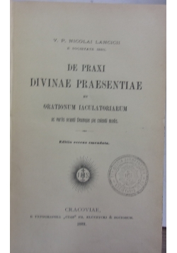 De Praxi Divinae Praesentiale,1889 r.
