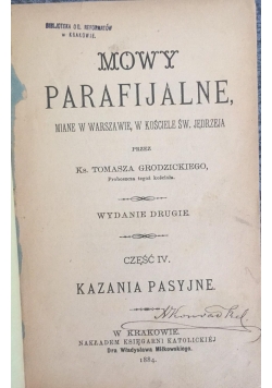 Mowy parafialne wydanie II, 1884 r.